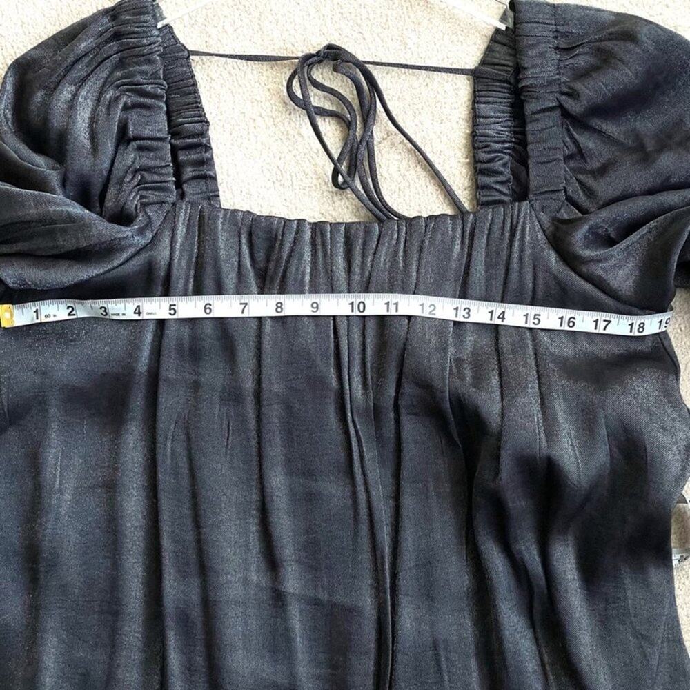 Free People Mara Dark Grey Metallic Puff Sleeve Shift Dress Sz XS - Picture 7 of 8